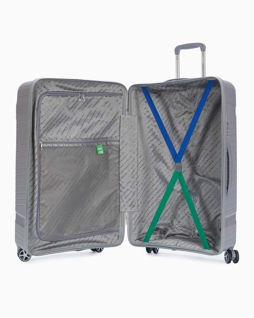 Benetton Trolley Sert Kabuklu Büyük Boy Valiz Gri