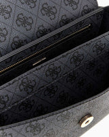 Guess Eco Brenton Flap Logolu Omuz Çantası Coal Logo