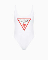Guess One Piece Logo Detaylı Mayo Pure White