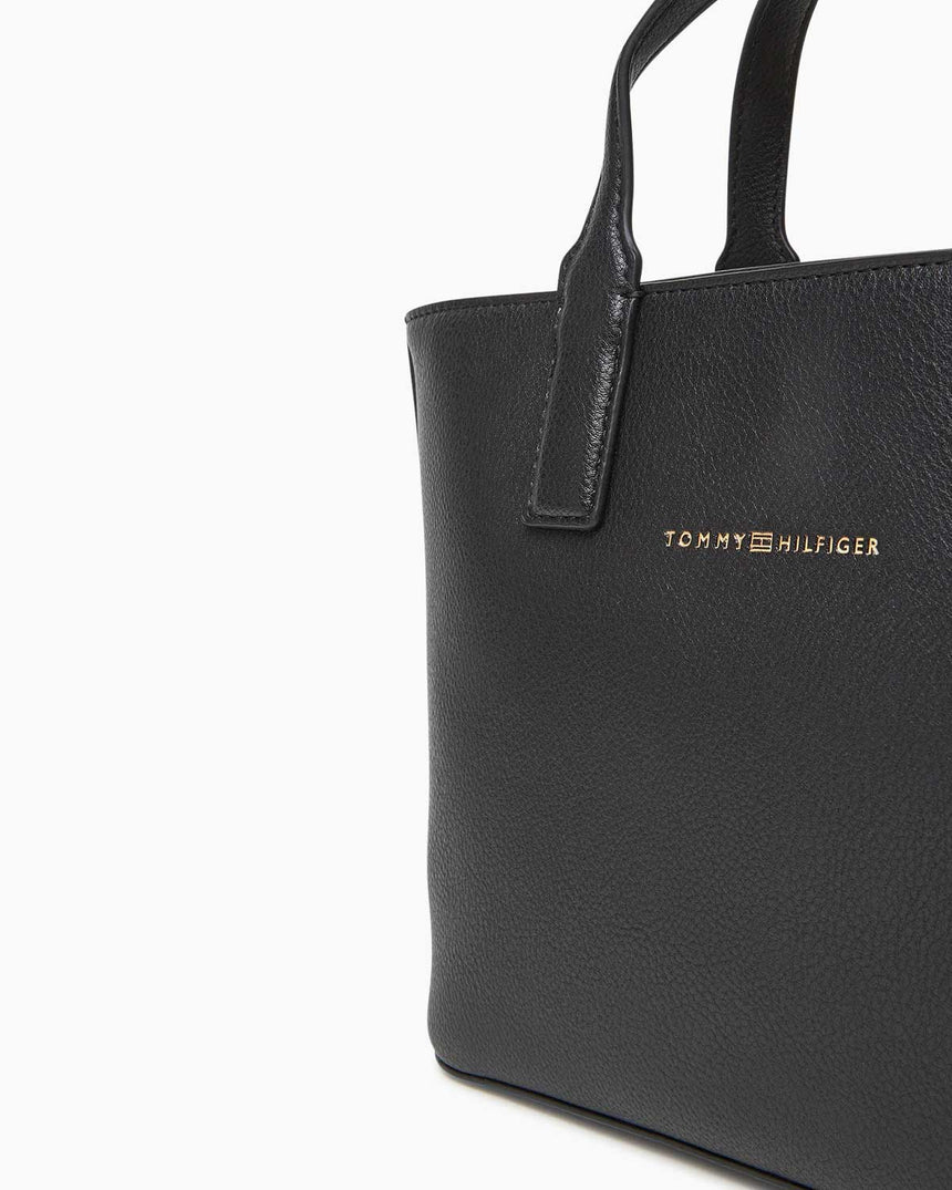 Tommy Hilfiger Logo Bantlı Mini Tote Kadın El Çantası Black