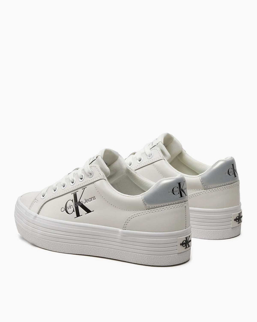 Calvin Klein Flatform Lace Up Sneakers Bright White/Silver