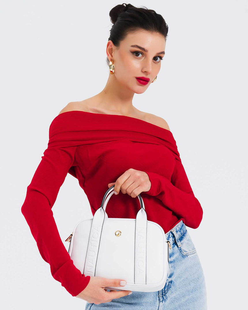 Nautica Ladies Logolu El Çantası Beyaz