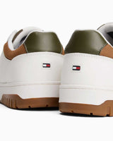 Tommy Hilfiger Basket Deri Erkek Sneaker Ecru/Army Green