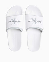 Calvin Klein Slide Rubber Neopren Monogram Slide Terlik Bright White/Oyster Mushroom