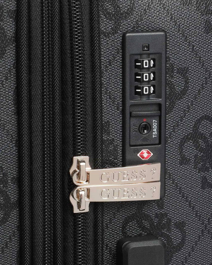 Guess Berta 22 In 8-Wheeler Monogram Desenli Orta Boy Valiz Coal Logo