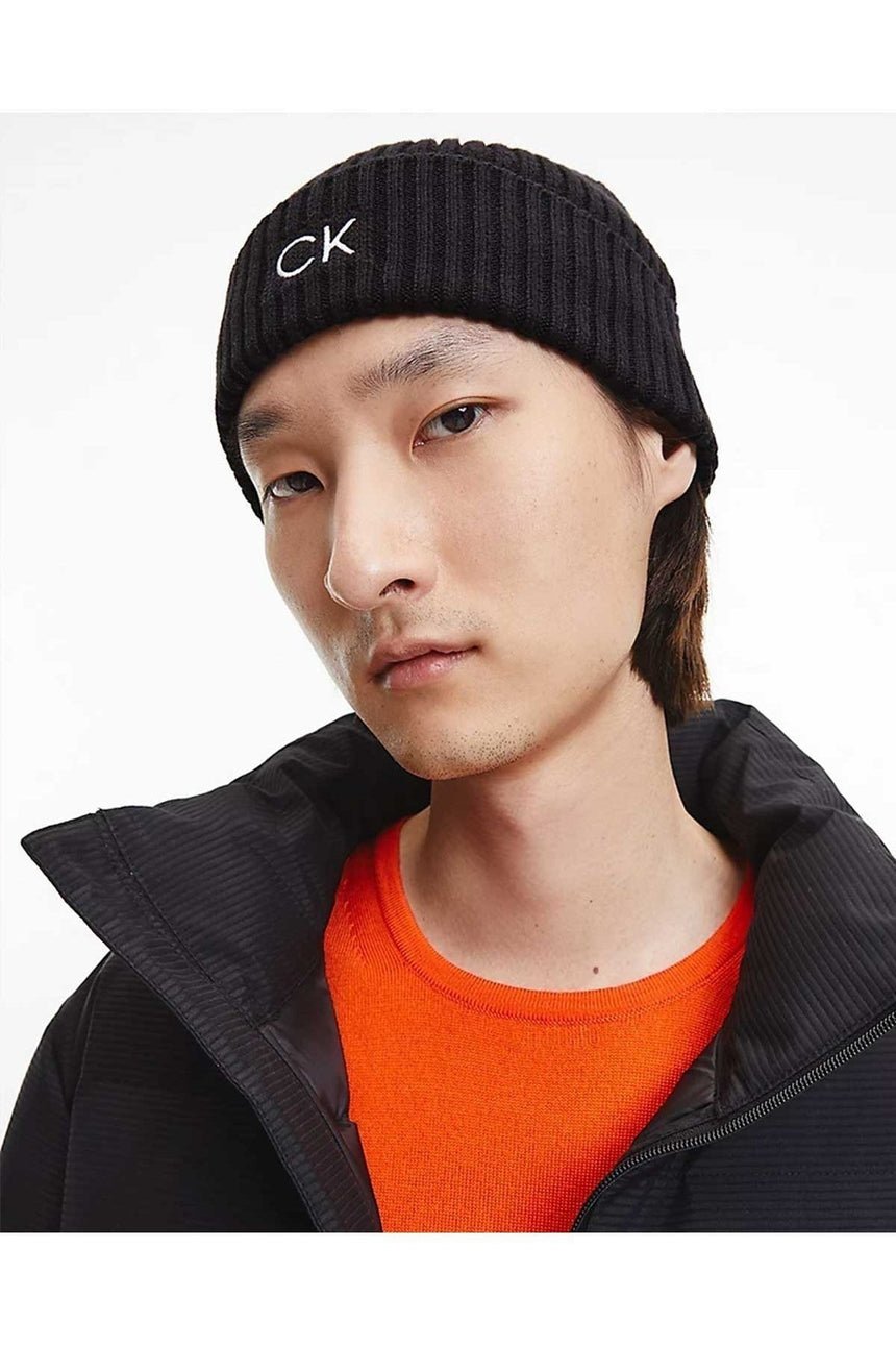 Calvin Klein Classic Coton Rib Beanie Bere Black