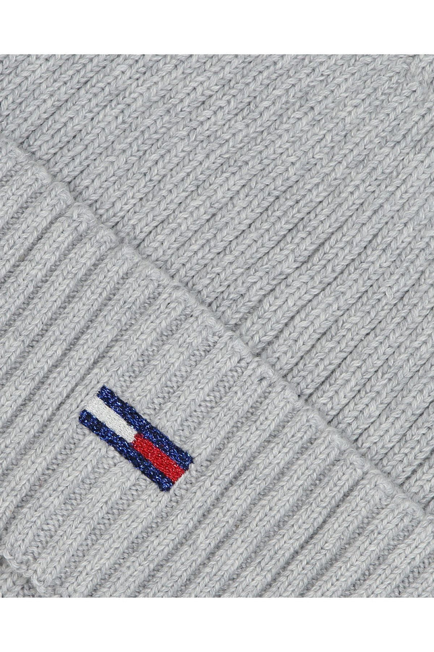 Tommy Hilfiger Tjw Basic Flag Rib Beanie Kadın Bere Pale Grey Heather