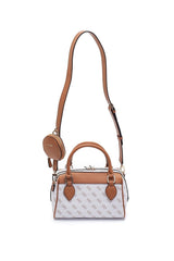 Guess Noelle Box Satchel Kadın Omuz Çantası White - Caramel