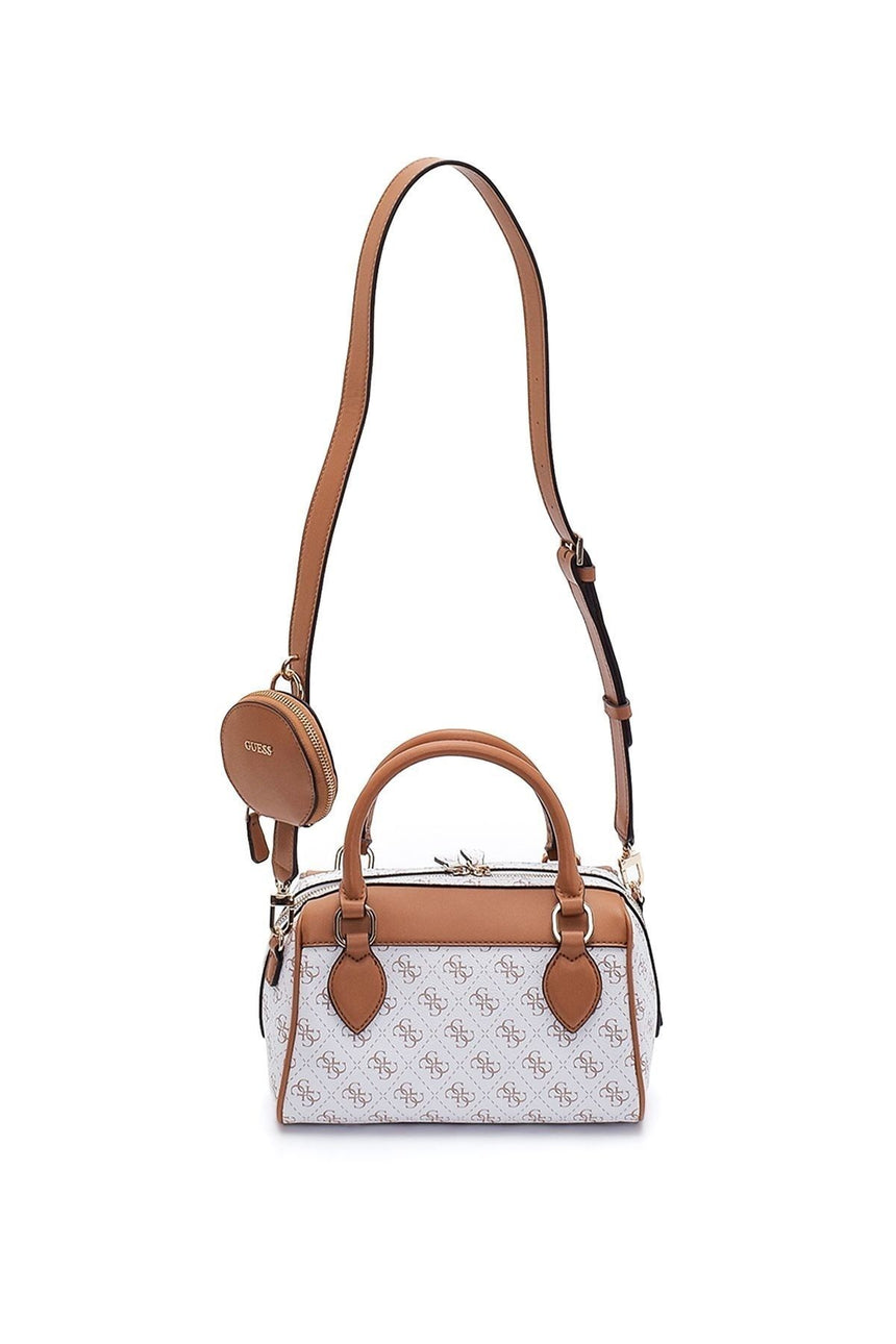 Guess Noelle Box Satchel Kadın Omuz Çantası White - Caramel