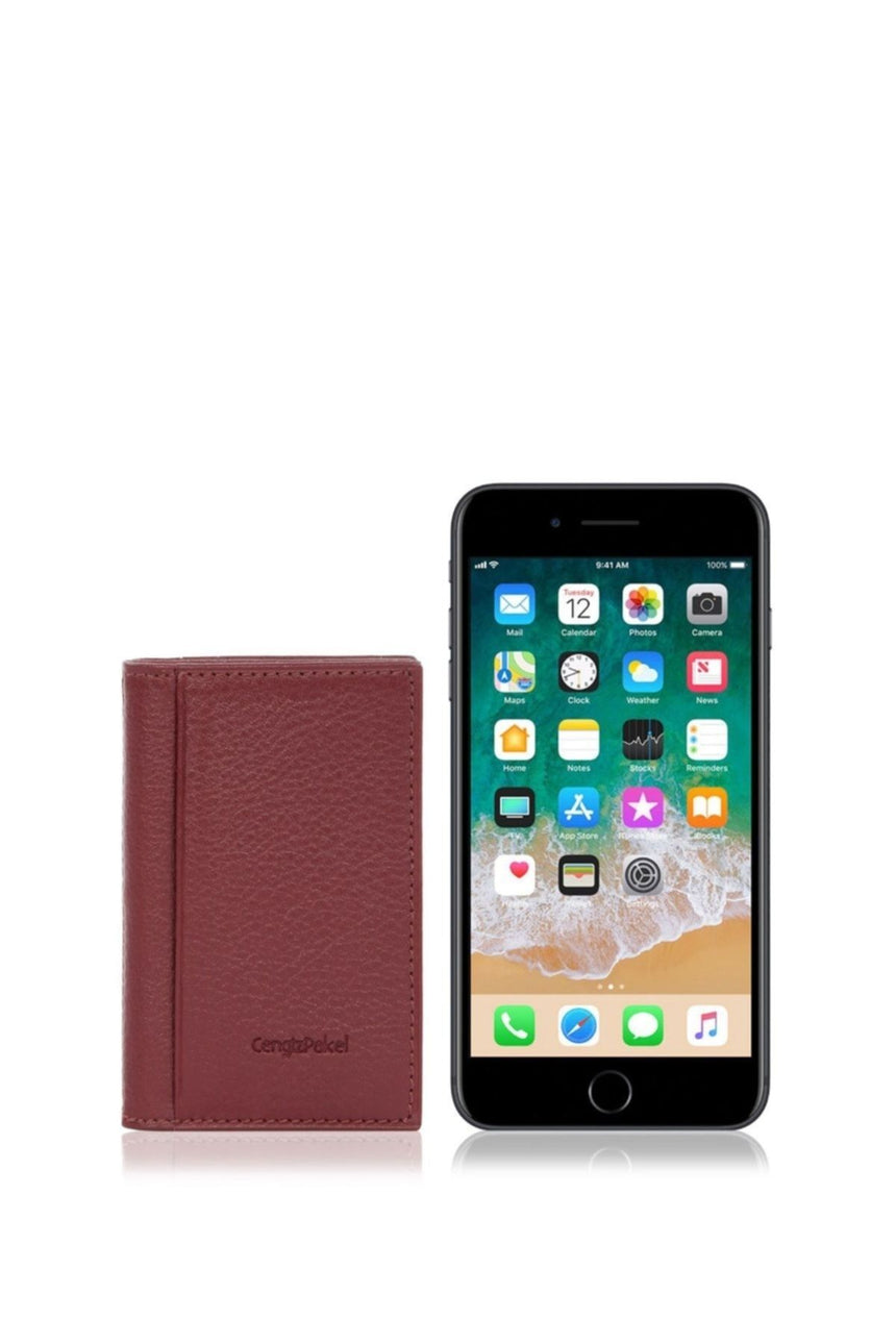 Cengiz 4 Blok Şeffaf Bölmeli Erkek Portföyü Bordo