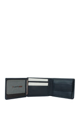 Axpe Dikiş Detaylı Deri Erkek Cüzdanı Lacivert