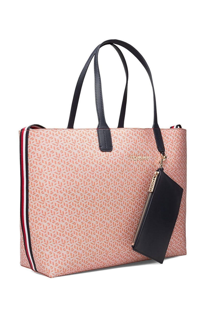 Tommy Hilfiger Iconic Tommy Tote Monogram Kadın Kol Çantası Island Coral