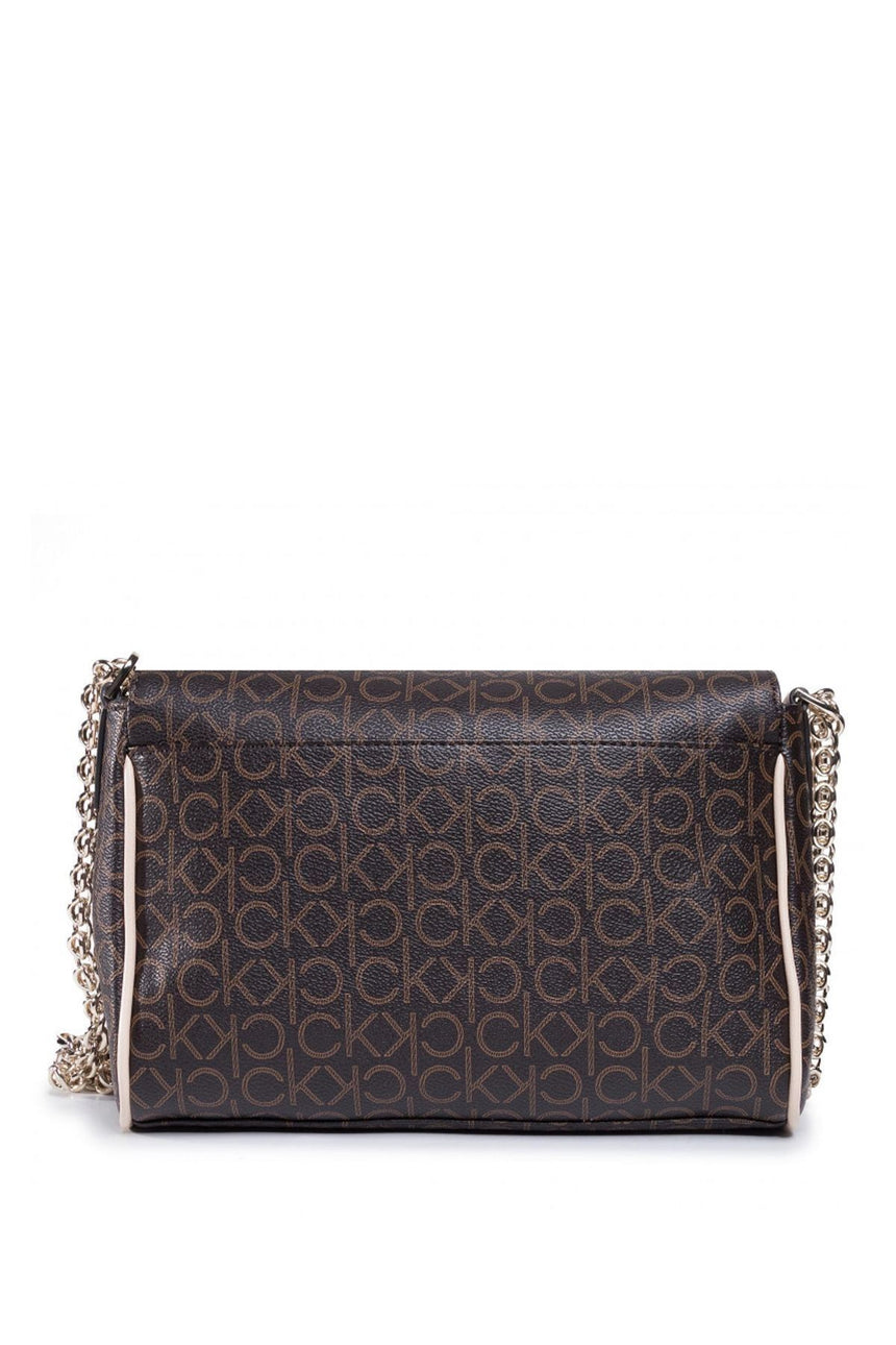 Calvin Klein Ew Conv Flap Md Çapraz Askılı Kadın Çantası Brown Mono Mix