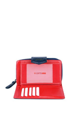 Grande 2 Küçük - 1 Büyük Şeffaf Bölmeli Kadın El Portföyü Lacivert - Kırmızı