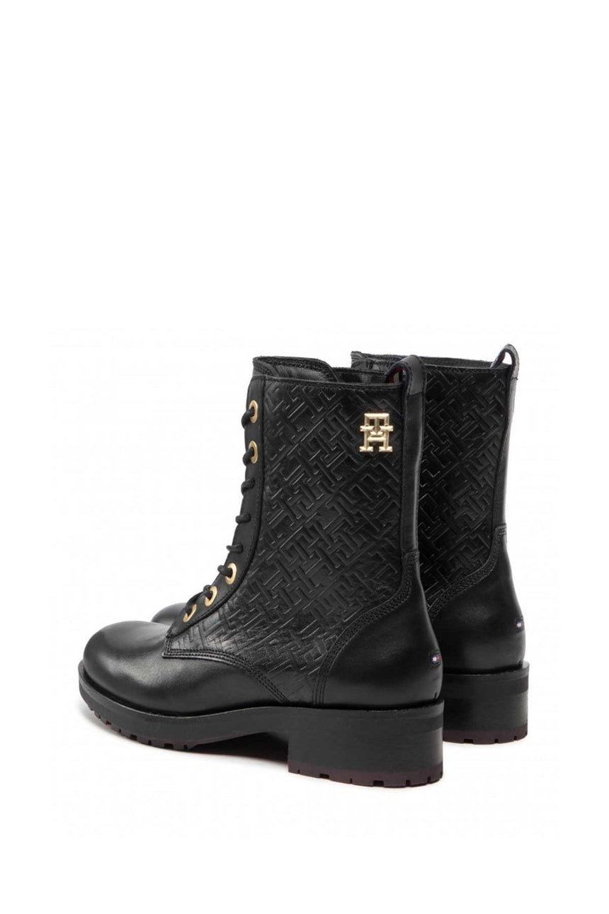 Tommy Hilfiger Monogram Bıker Kadın Boot Black