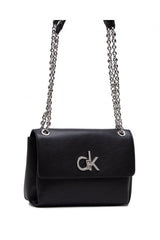 Calvin Klein Ew Conv Flap Xbody Md Eyelets Kadın Omuz Çantası Black