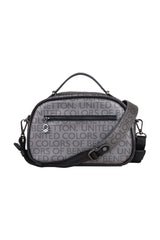 Benetton Minimal Mono Çapraz Askılı Kadın Çantası Platin - Siyah