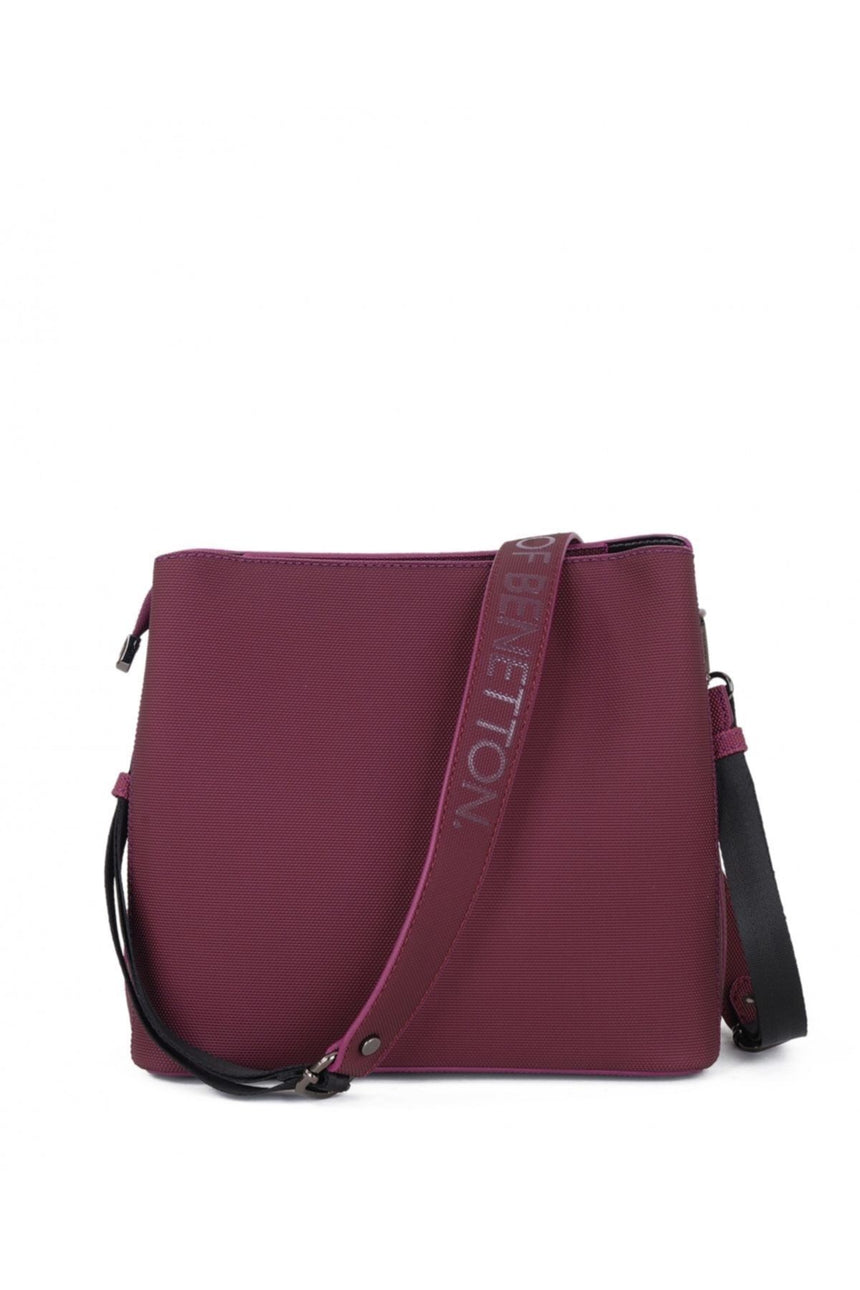 Benetton Üç Bölmeli Çapraz Askılı Kadın Çantası Mürdüm