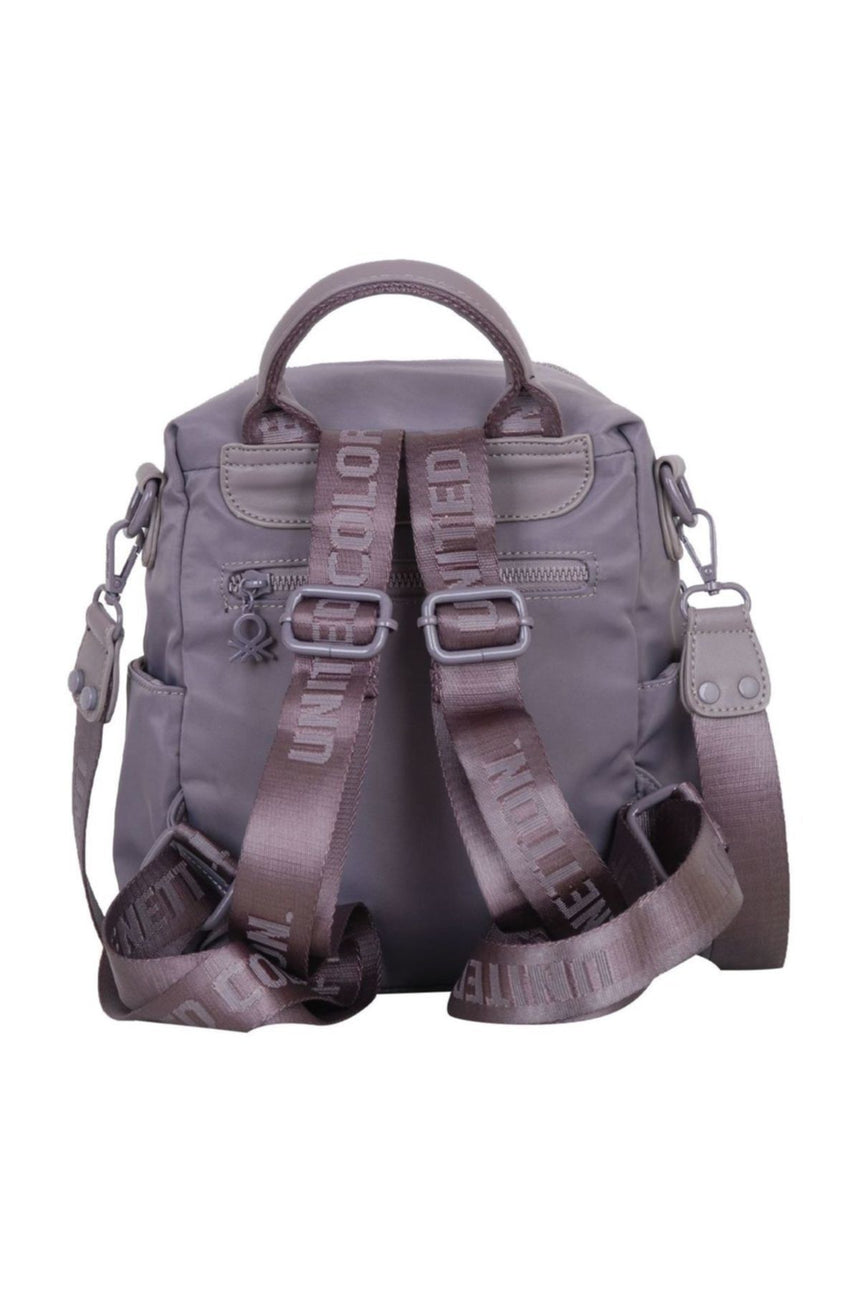 Benetton Logo Detaylı Kadın Sırt Ve Kol Çantası Koyu Gri