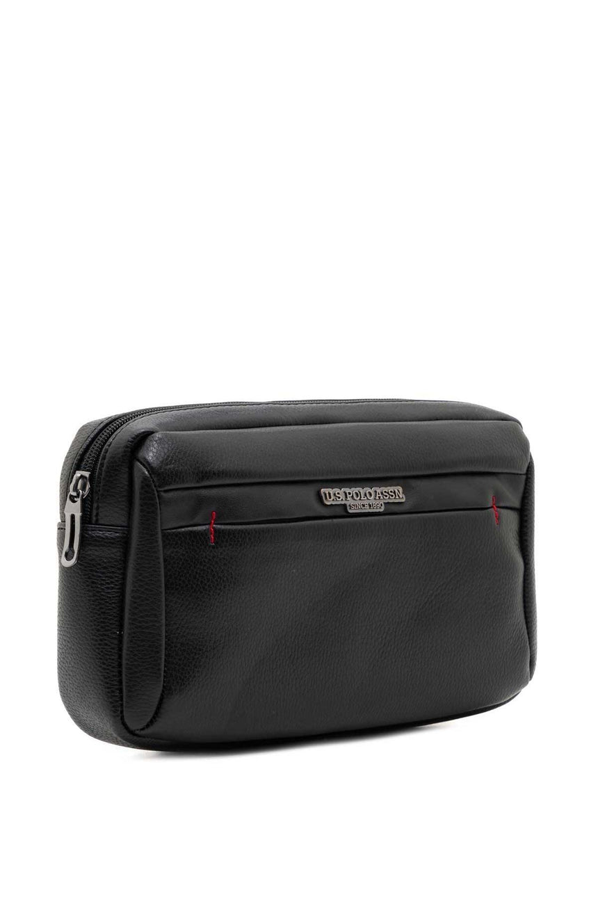 U.s Polo Assn Metal Logo Baskılı Erkek Bel Çantası Siyah