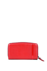 Grande 2 Küçük - 1 Büyük Şeffaf Bölmeli Kadın El Portföyü Kırmızı - Siyah