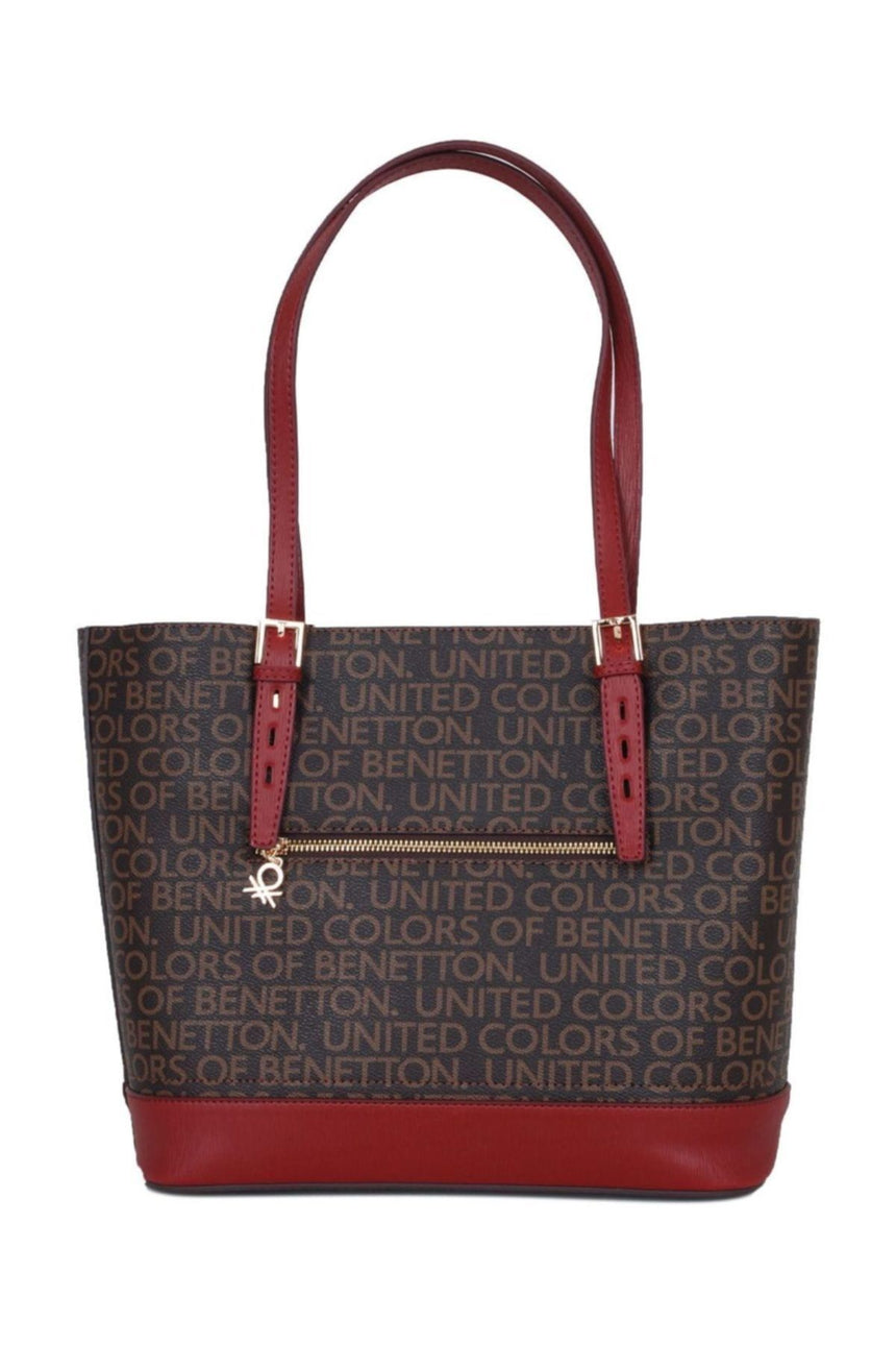 Benetton Mono Kemer Kulplu Kadın Kol Çantası Kahve - Bordo