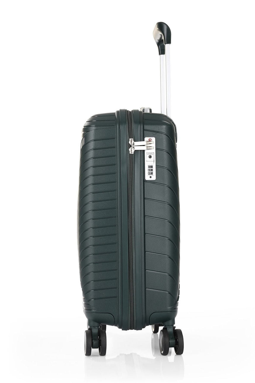 ÇÇS Diagonol Çizgili 75 cm Büyük Boy Valiz Koyu Yeşil