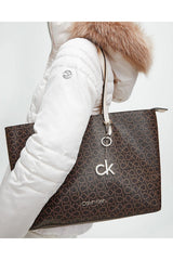 Calvin Klein Shopper Md Kadın Omuz Çantası Brown Mono Mix