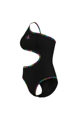 Calvin Klein Kadın Tek Omuz Bel Dekolteli Mayo Pvh Black