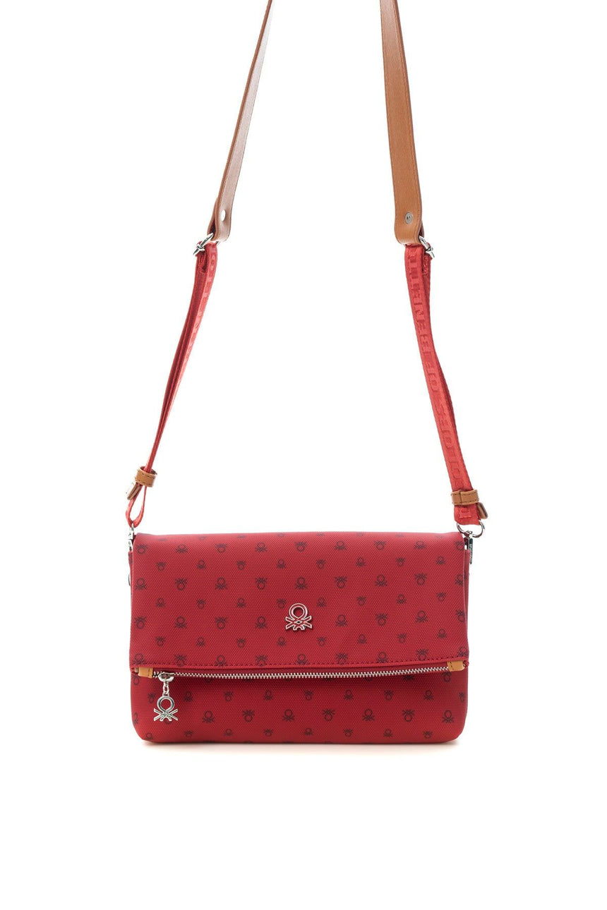 Benetton Logo Baskılı Çapraz Askılı Kadın Çantası Kırmızı - Camel