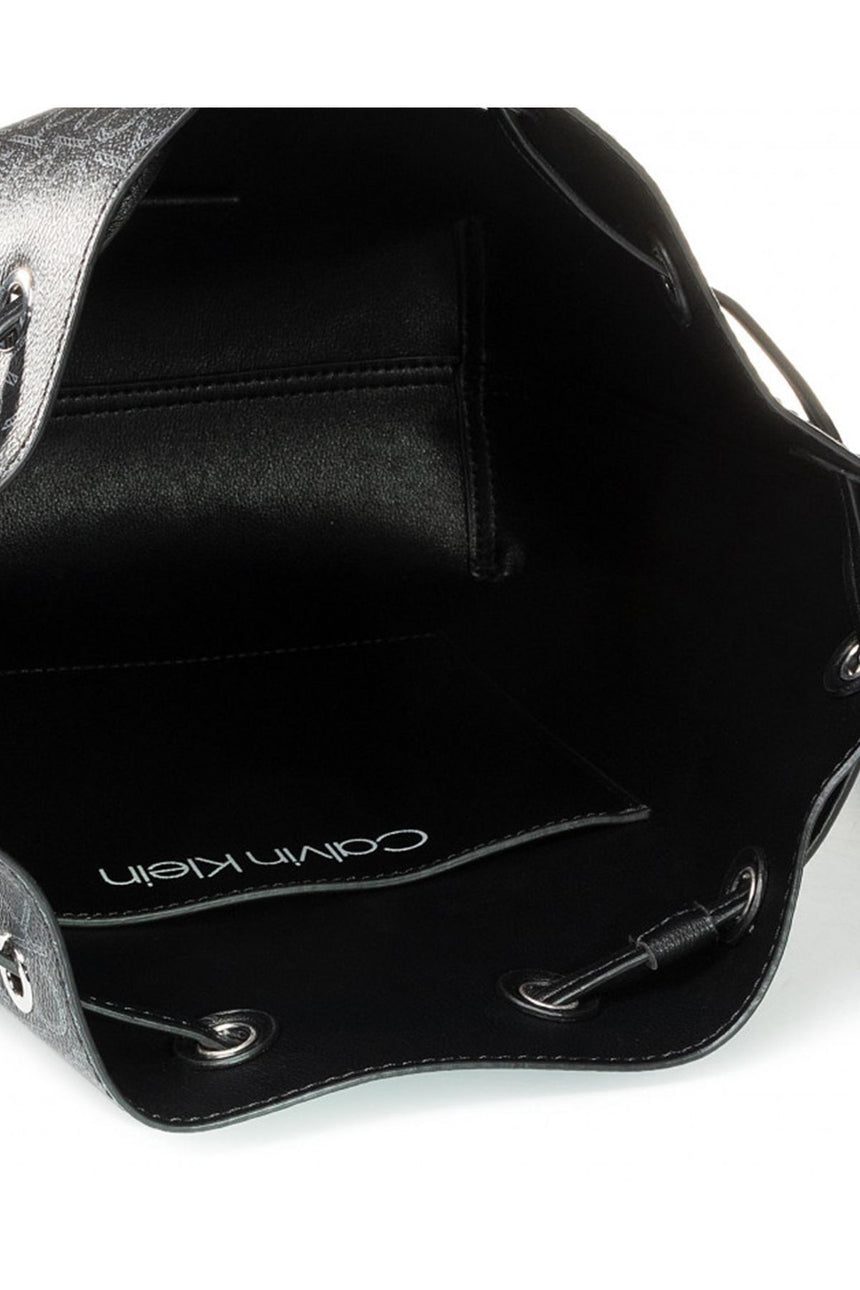 Calvin Klein Mono Drawstring Md Kadın Kol Çantası Black Mono