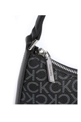 Calvin Klein Ck Monogram Baskılı Fermuarlı Kadın Omuz Çantası Black Mono