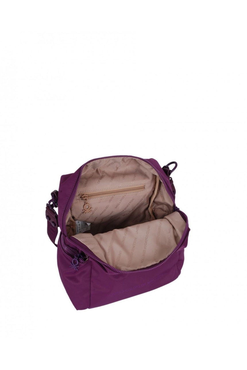 Benetton Logo Detaylı Kadın Sırt Ve Kol Çantası Mürdüm