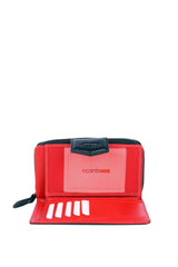 Grande 2 Küçük - 1 Büyük Şeffaf Bölmeli Kadın El Portföyü Siyah - Kırmızı