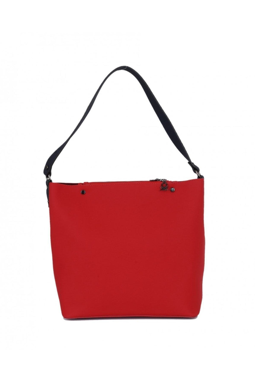 Benetton Kabartma Logolu Kadın Kol Çantası Kırmızı - Lacivert