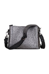 Benetton Çıt Çıtlı Monogram Çapraz Askılı Kadın Çantası Platin - Siyah