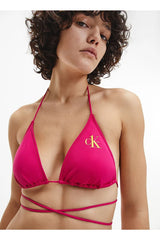 Calvin Klein Boyundan Bağcıklı Üçgen Kadın Bikini Üstü Royal Pink