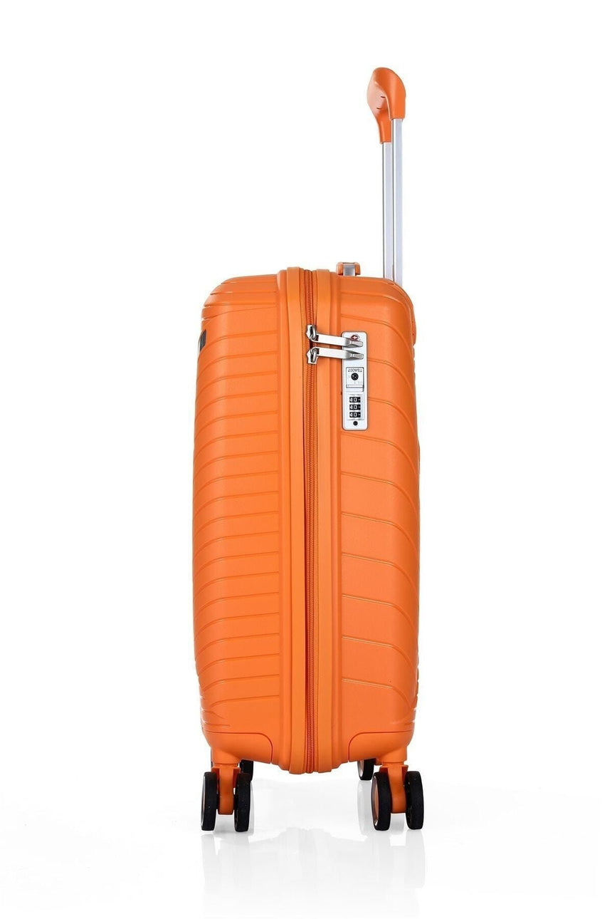 ÇÇS Diagonol Çizgili 75 cm Büyük Boy Valiz Turuncu