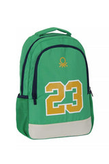 Benetton Çift Bölmeli 23 Logolu Sırt Çantası Yeşil