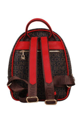Benetton Çift Fermuar Detaylı Kadın Sırt Çantası Kahve - Kırmızı