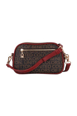 Benetton İki Bölmeli Mono Çapraz Askılı Kadın Çantası Kahve - Bordo