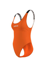 Calvin Klein Logo Detaylı Sırt Dekolteli Kadın Mayo Vivid Orange