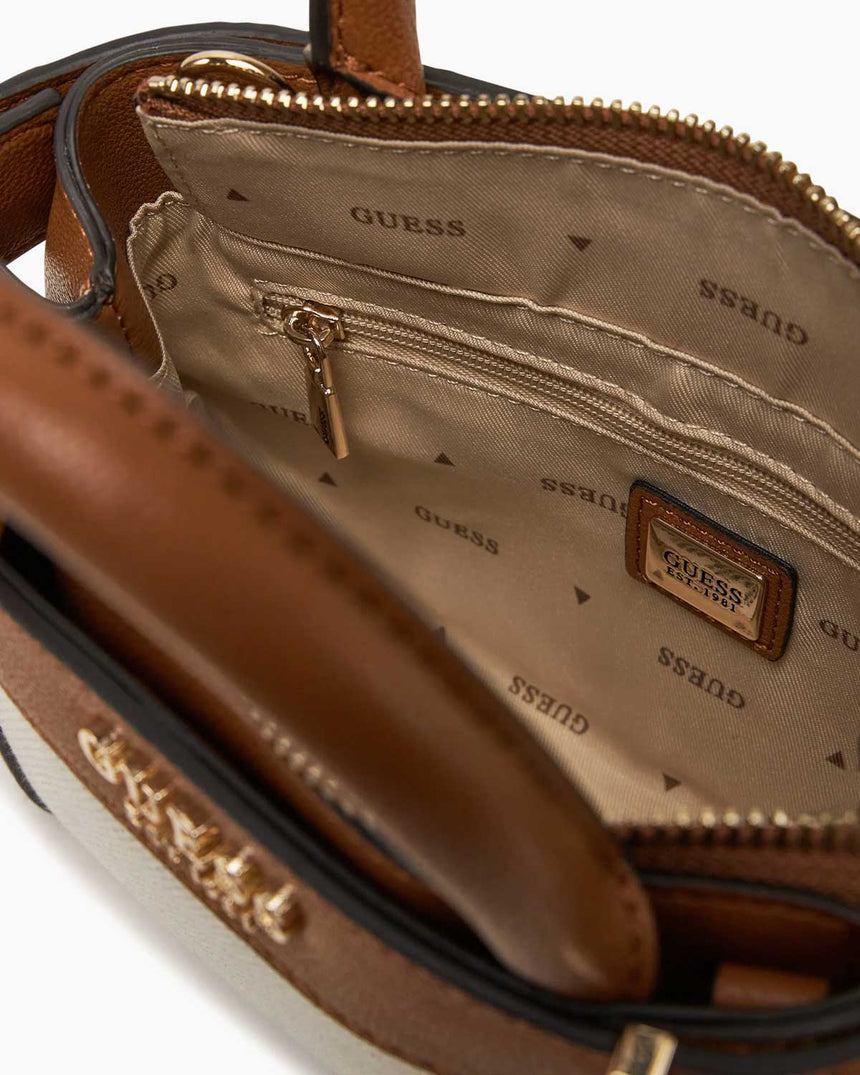Guess Anadela Satchel Mini El Çantası Natural Cognac