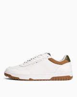 Tommy Hilfiger Basket Deri Erkek Sneaker Ecru/Army Green