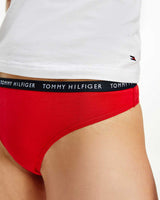 Tommy Hilfiger Thong Print 3'lü Kadın Tanga White/Desert Sky/Primary Red
