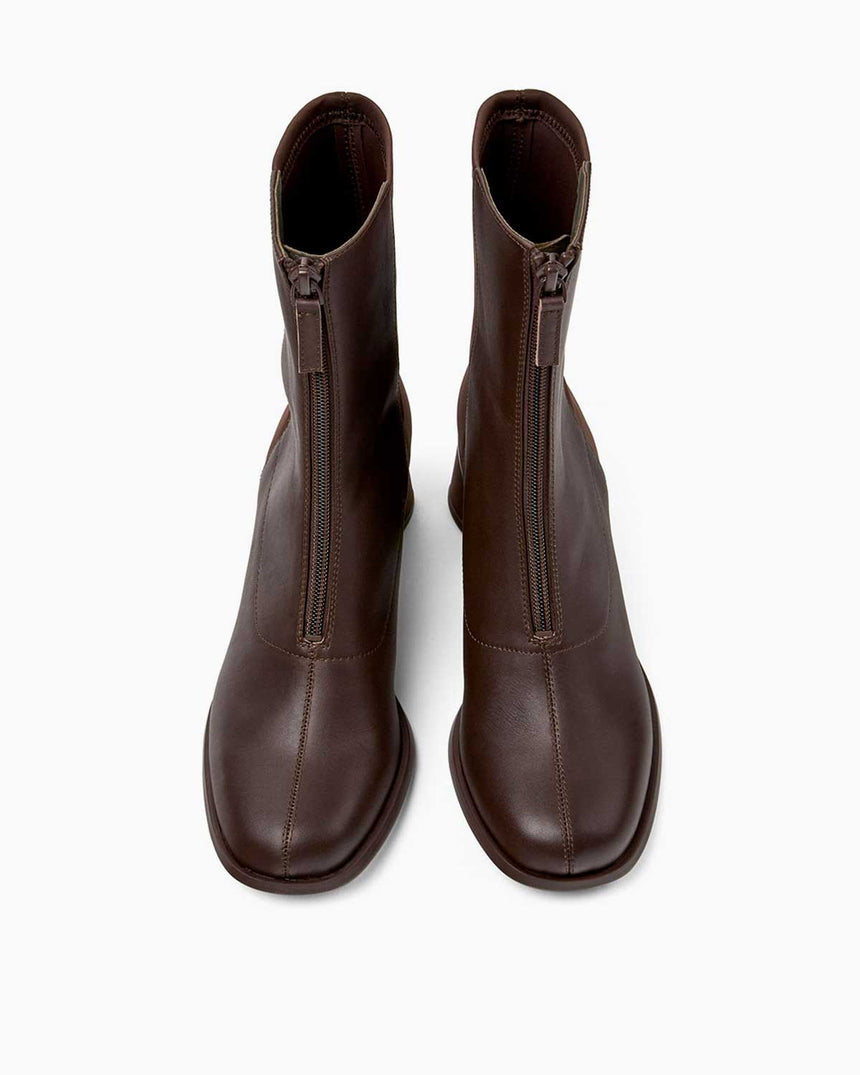 Camper Kiara Zip Topuklu Bot Koyu Kahverengi