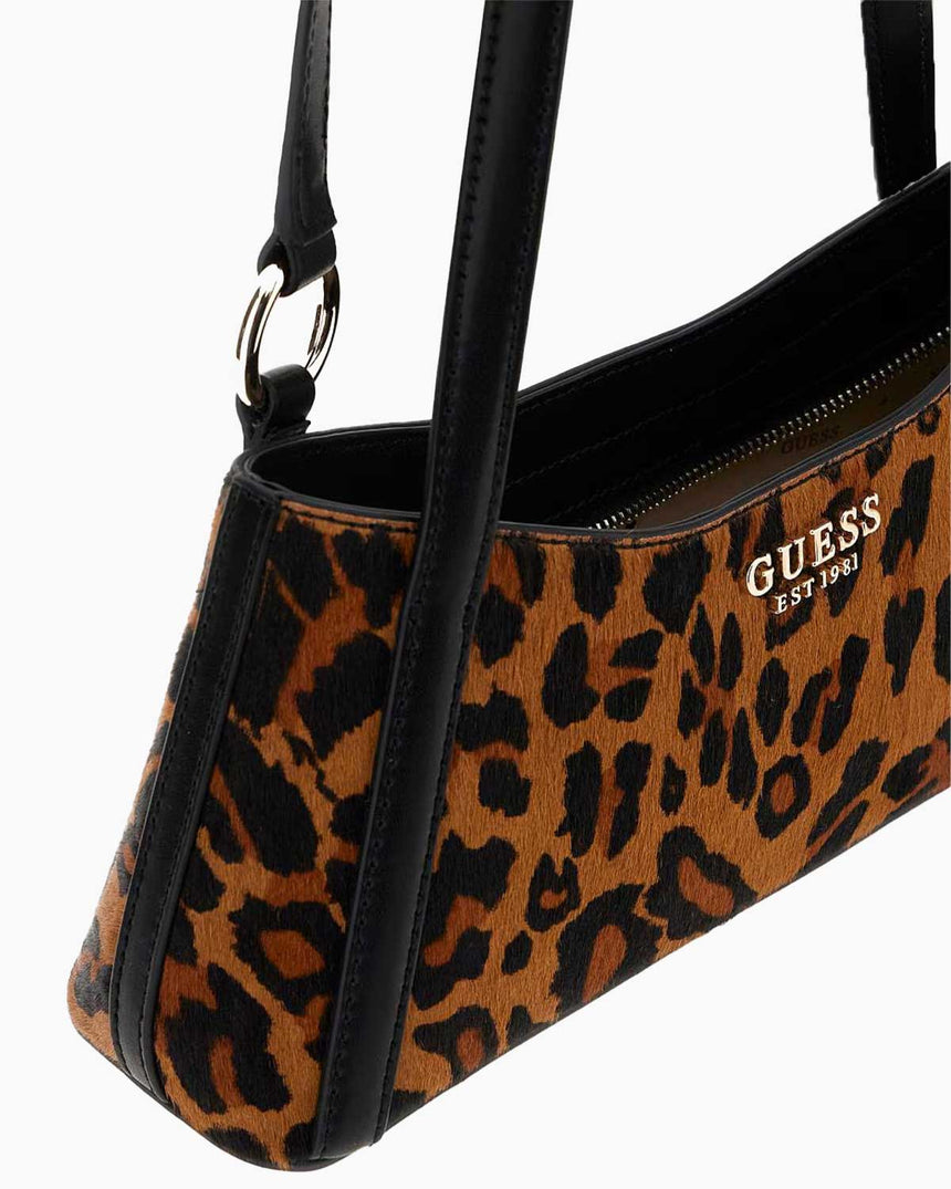 Guess Domitilla Kadın Deri Omuz Çantası Leopard