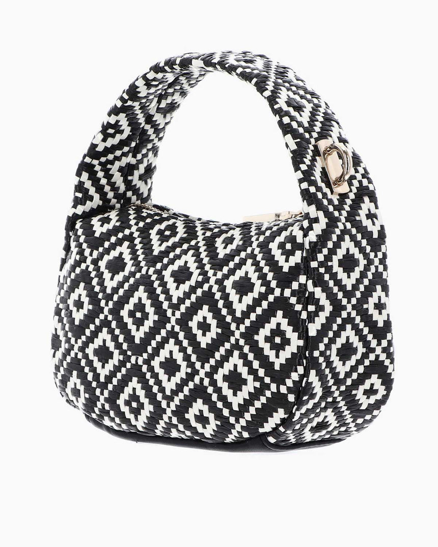 Guess Rianee Mini Hobo Desenli Çapraz Askılı Çanta Black