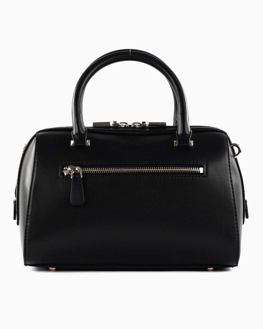 Guess Nelka Box Satchel Şerit Detaylı El Çantası Black