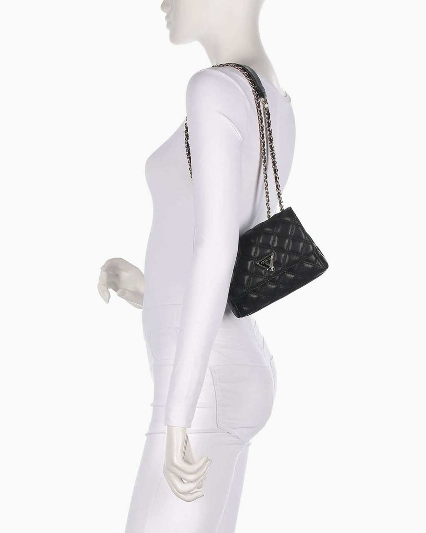 Guess Giully Mini 2 Kapaklı Kadın Omuz Çantası Black